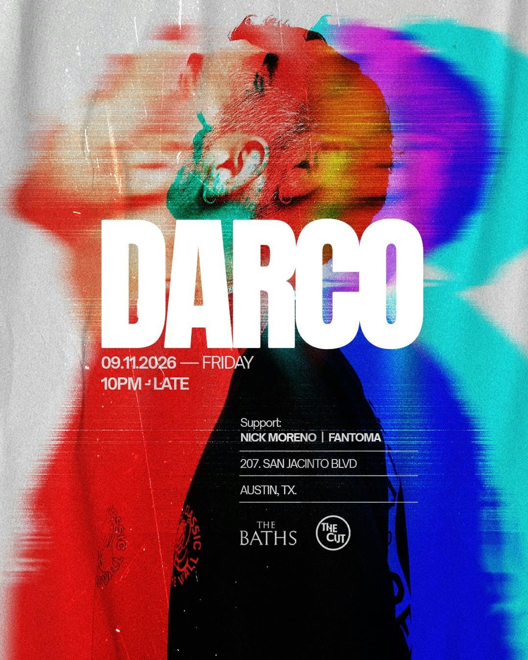 Flyer for Darco at The Baths