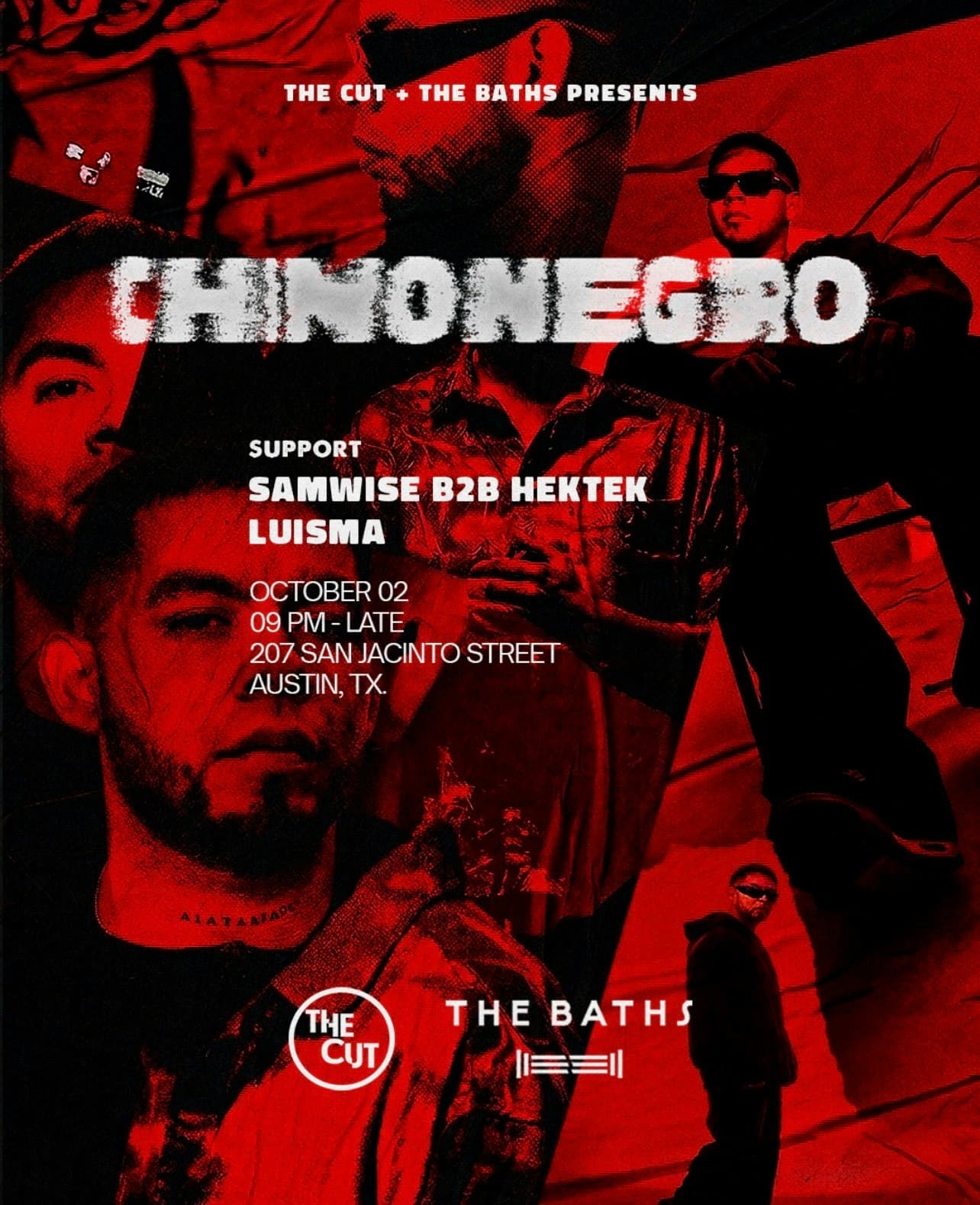 Flyer for Chinonegro at The Baths